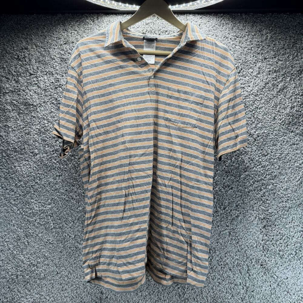 Patagonia Organic Cotton Polo Shirt Men’s XL Gray Orange Striped Short Sleeve